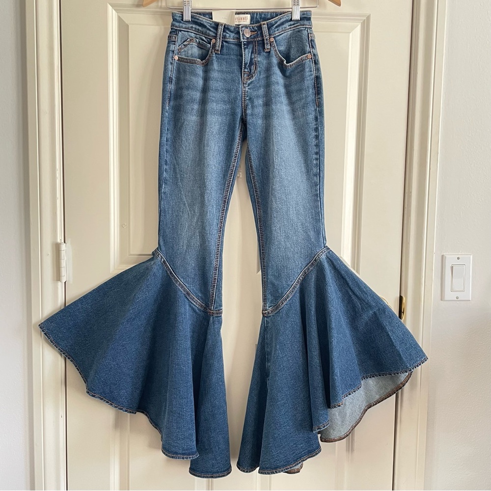 Shyanne Super Flare Mid Rise  Blue Denim Jeans